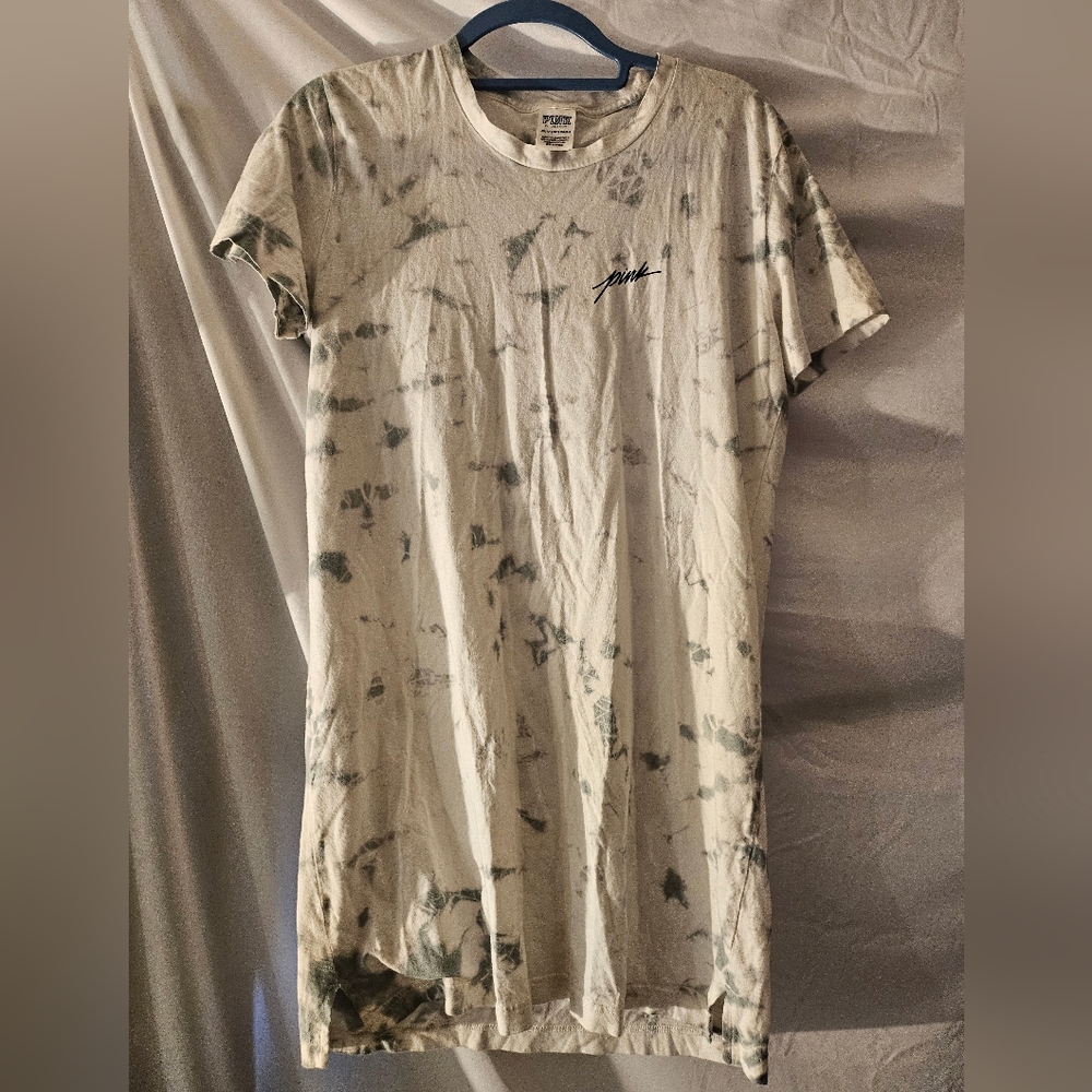 PINK Tie‎ Dye Tshirt Dress, Grey And White